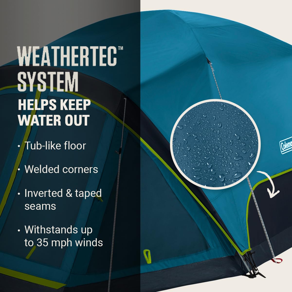 Coleman Skydome - Tienda de campaña para habitación Oscura con visualización para 4/6 Personas, Resistente a la Intemperie, bloquea el 90% de la luz Solar y se instala en 5 Minutos, Incluye Mosca y