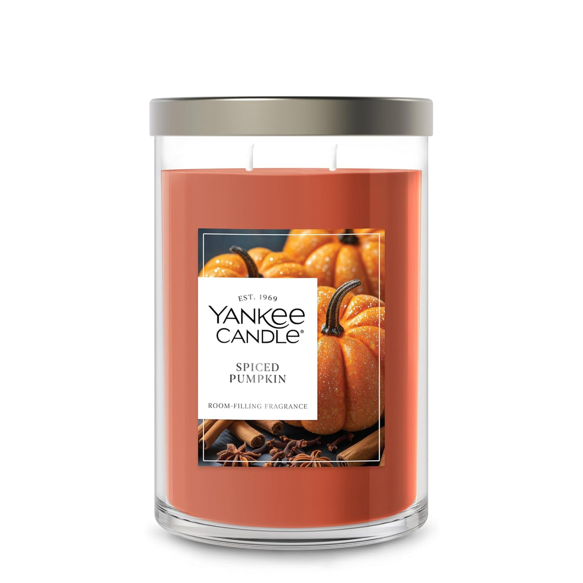 Yankee Candle Vela Arom��tica 2 Mechas, Canela Espumosa, 20 oz - Calabaza con especias. - Large 2-Wick Tumbler