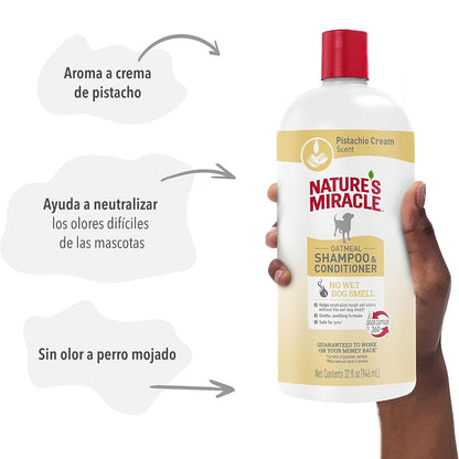 Nature's Miracle Natureâ€™s Miracle Oatmeal Shampoo & Conditioner for Dogs, 32 Oz, Pistachio Cream Scent