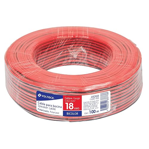 Volteck CABO-18B, Cable para bocina, 18 AWG, bicolor, 100 m