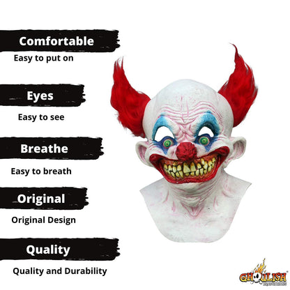 Chingo, Máscara de Payaso Diabólico, Máscaras de Clowns Payasos Asesinos Ideal para Disfraz de Halloween y Fiestas de Disfraces