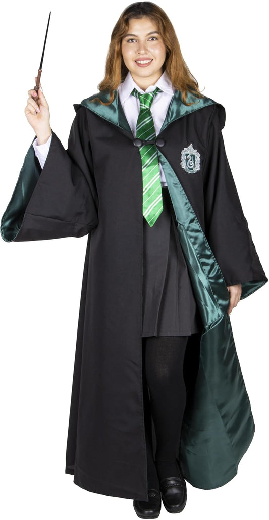 REV Disfraz Mujer Slytherin.Capa y Falda Harry Potter para Mujer.Capa Verde Slytherin. Disfraz de Poliéster para Adulto.Ideal para Halloween y Fiestas