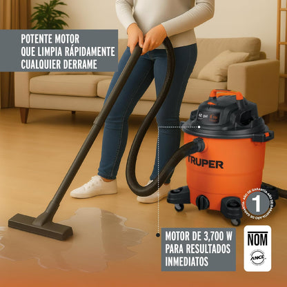 Truper - ASP-12 Aspiradora de sólidos y líquidos de 12 GAL, plástica