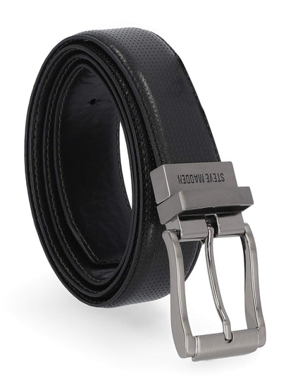 Steve Madden Cinturón de Piel Reversible para Hombre - Negro - 32