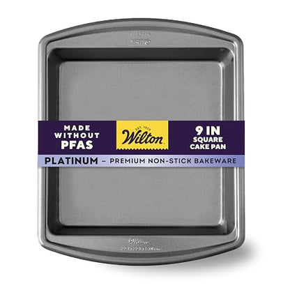 Wilton Advance Select Premium - Molde cuadrado antiadherente para tartas, acero, plata, 9 x 9 pulgadas
