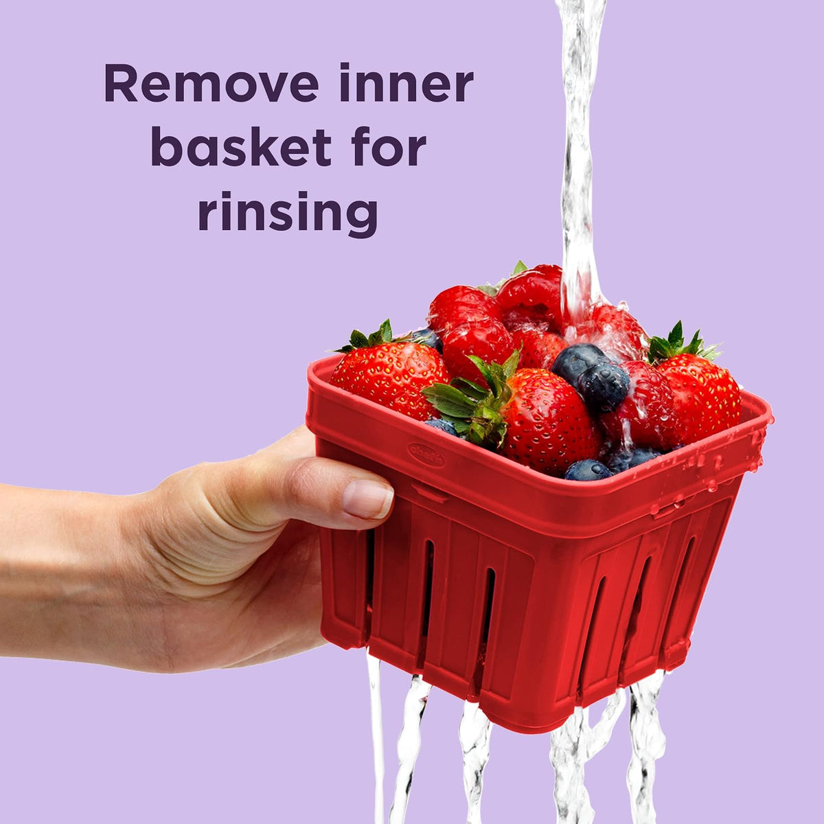 Chef'n Bramble Berry Basket and Colander, 1-Quart, Cherry