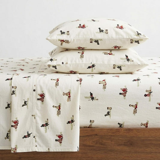 Eddie Bauer - Juego de sábanas Queen, Ropa de Cama de Franela de algodón cálido y Transpirable con Bolsillos Profundos, Cepillado para Mayor suavidad, acogedora decoración del hogar, Certificado