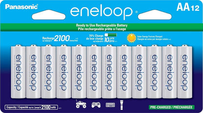 Panasonic eneloop AA 2100 nuevo ciclo Ni-MH Pre-Charged baterías recargables, AA, Paquete de 12 unidades