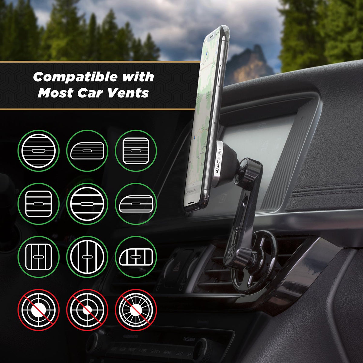 Scosche MM2VP2SR-SP MagicMount Pro FreeFlow - Soporte magnético para teléfono de Automóvil, Soporte magnético Fuerte para iPhone y Android, Soporte magnético Seguro para teléfono Celular, Soporte