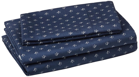 The Original Penguin MXHSA01043702 Juego de Sábanas Penguin Logo Navy, 100% Microfibra, Color Azul, Tamaño Matrimonial