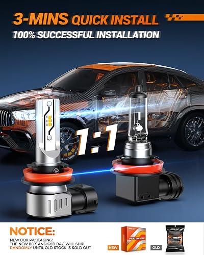SEALIGHT H11/H8/H16 Bombillas LED Antiniebla Amarillas 12000LM 3000K, Instalación Plug-N-Play, 2 Piezas