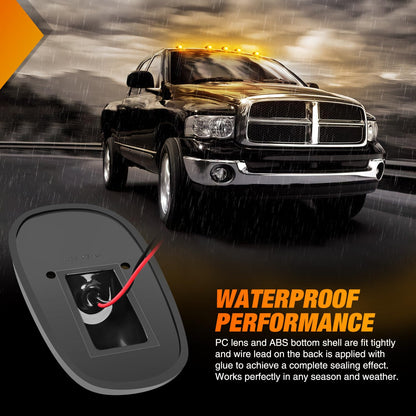 Nilight LED Cab Marker Lights 5 PCS 9 LED Smoke Lens Amber Roof Running Clearance Light Compatible with 1999 2000 2001 2002 Dodge Ram 2500 3500 Pickup Trucks