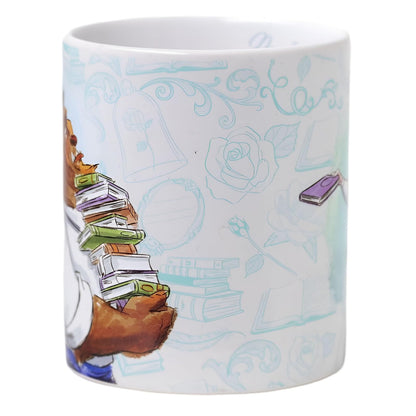 Silver Buffalo Disney Princess Beauty and the Beast Don't Mind the Books - Juego de 2 tazas de cerámica, 14 onzas