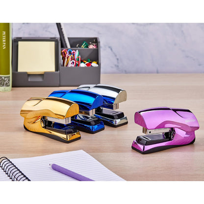 Bostitch Office - Grapadora de 40 hojas, tamaño pequeño, cabe en la palma de tu mano; morado metálico