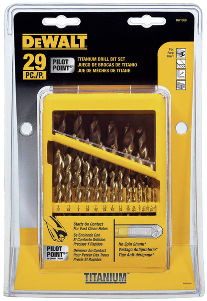 DEWALT DW1369 Juego de 29 Brocas Recubiertas de Titanio, Pilot Point
