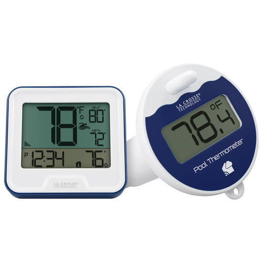 La Crosse Technology 331-09667-INT - Termómetro inalámbrico para piscina con visualización LCD para interiores