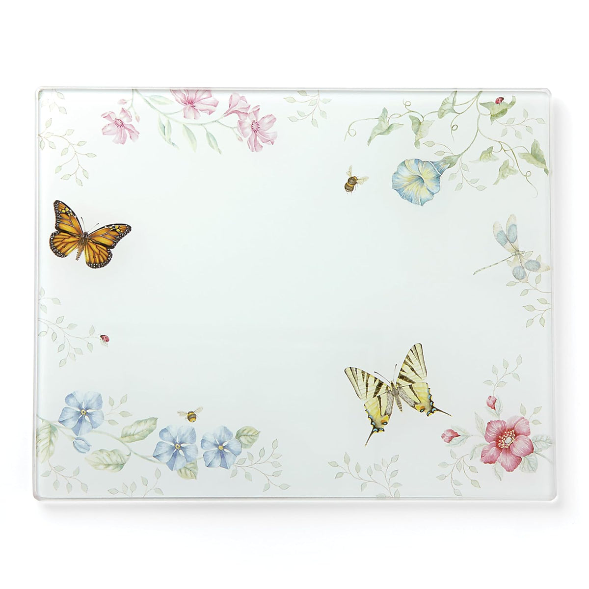 Lenox Tabla para Picar Grande Butterfly Meadow, Vidrio Resistente, Lavado a Mano, 33 cm de Ancho