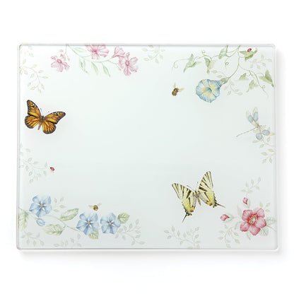 Lenox Tabla para Picar Grande Butterfly Meadow, Vidrio Resistente, Lavado a Mano, 33 cm de Ancho