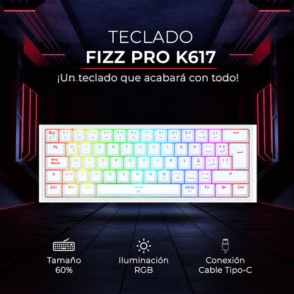 Redragon Combo Gamer S143 Mouse K1ng M724 Y Teclado Fizz K617 RGB (Blanco)