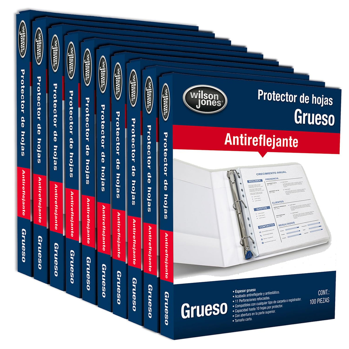 Wilson Jones Protectores De Hojas Tamaño Carta Grueso Mate, Paquete Con 10 Cajas Con 100 Pzas (1000 Protectores). P0571
