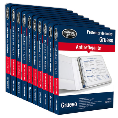 Wilson Jones Protectores De Hojas Tamaño Carta Grueso Mate, Paquete Con 10 Cajas Con 100 Pzas (1000 Protectores). P0571