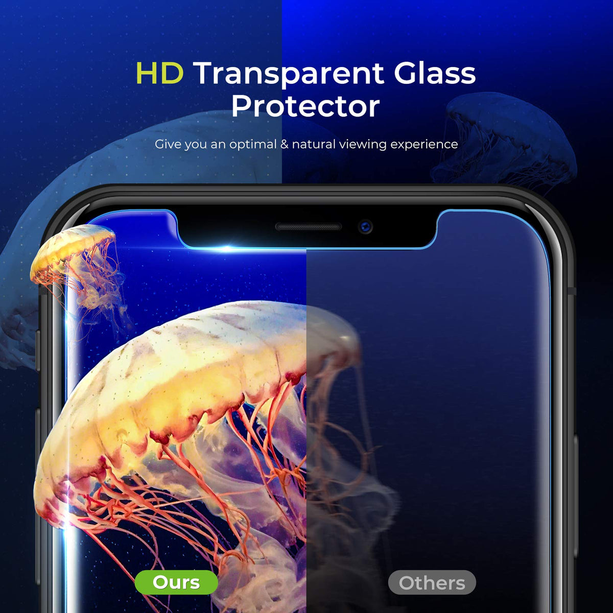 ORIbox - Protector de visualización de vidrio para iPhone 11 Pro y iPhone X/Xs, 3 paquetes de protectores de visualización de vidrio templado HD antiarañazos