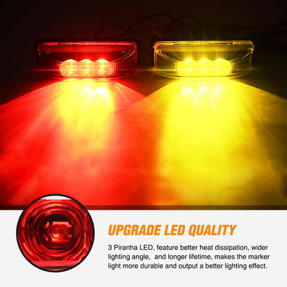 Nilight Luces LED para Remolque TL-33, 10 cm, Indicadoras Laterales, Ámbar/Rojo, Impermeables, 4 Piezas