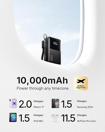 INIU Más Power Bank 10000mAh, Batería Externa compacta de 45W Carga Rápida Bateria Portatil, USB C Pila Portatil de 3 Salidas Compatible con iPhone 17 16 Samsung S25 iPad ect