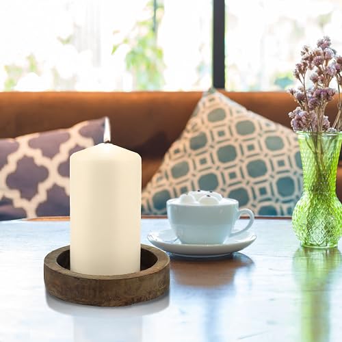 Stonebriar 6 Pack Tall 3 x 6 Inch 65 Hour Long Burning Unscented Ivory Wax Pillar Candles