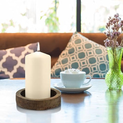 Stonebriar 6 Pack Tall 3 x 6 Inch 65 Hour Long Burning Unscented Ivory Wax Pillar Candles
