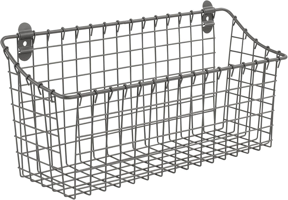 Spectrum Diversified 86376 Vintage Wall Mount Basket, 15" x 5" x 7", Industrial Gray