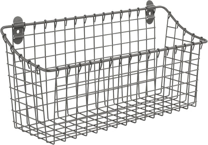 Spectrum Diversified 86376 Vintage Wall Mount Basket, 15" x 5" x 7", Industrial Gray