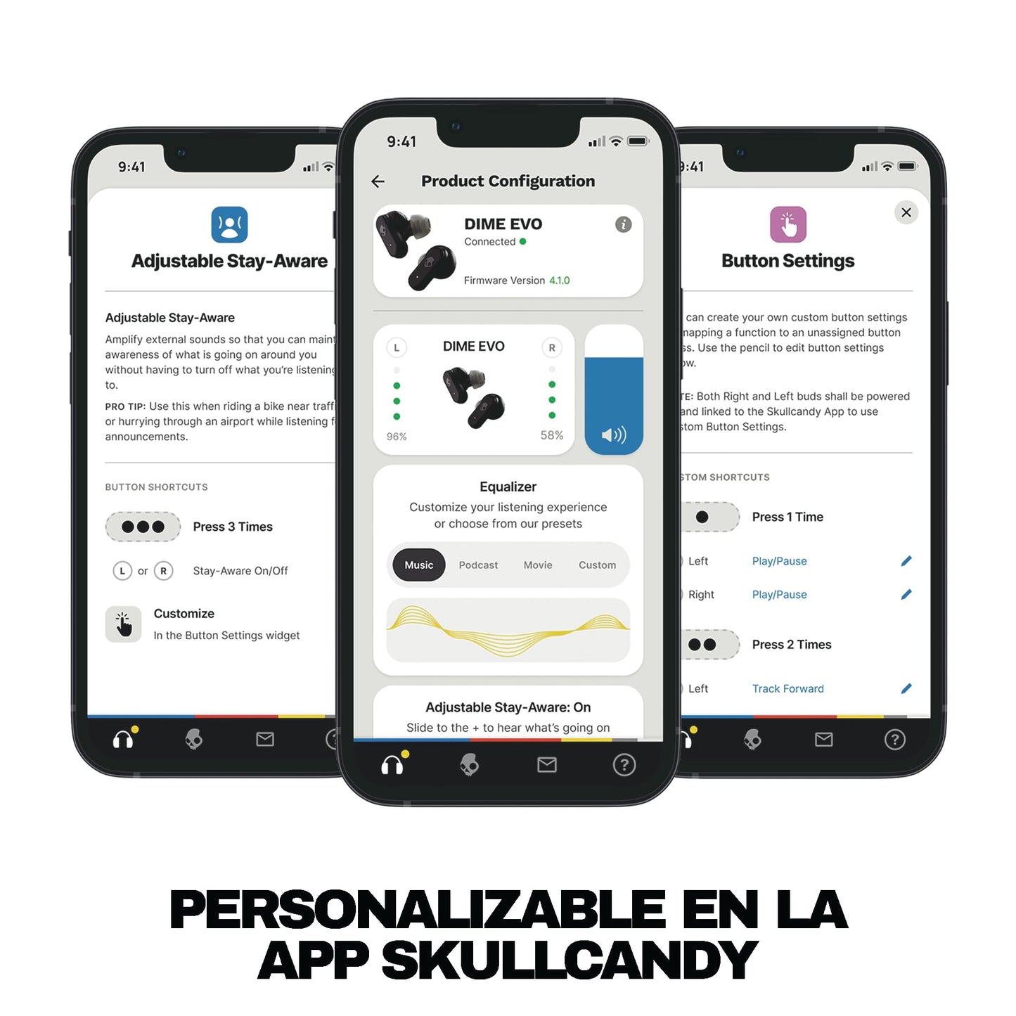 Skullcandy Dime EVO Auriculares In-Ear Inalámbricos, 36 h de Autonomía, Micrófono, Compatibles con iPhone Android y Dispositivos Bluetooth, Negro
