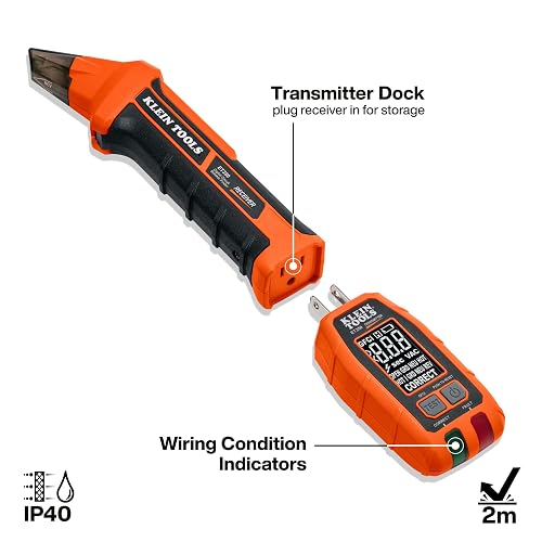 Klein Tools ET350 Detector de disyuntores digital 4 en 1, detector de fallos de salida, probador de voltaje sin contacto, probador GFCI, modo de aprendizaje y localización, LCD retroiluminado, luz