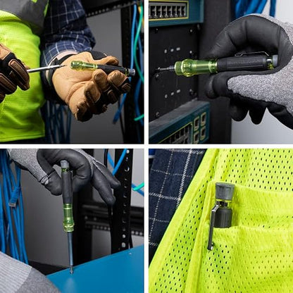 KLEIN TOOLS 32614 | Desarmador Multipunta | 4 En 1 | Uso Electrónico | Desarmador 4 en 1 con puntas intercambiables, ideal para reparar electrónicos y hacer ajustes pequeños con mayor control.