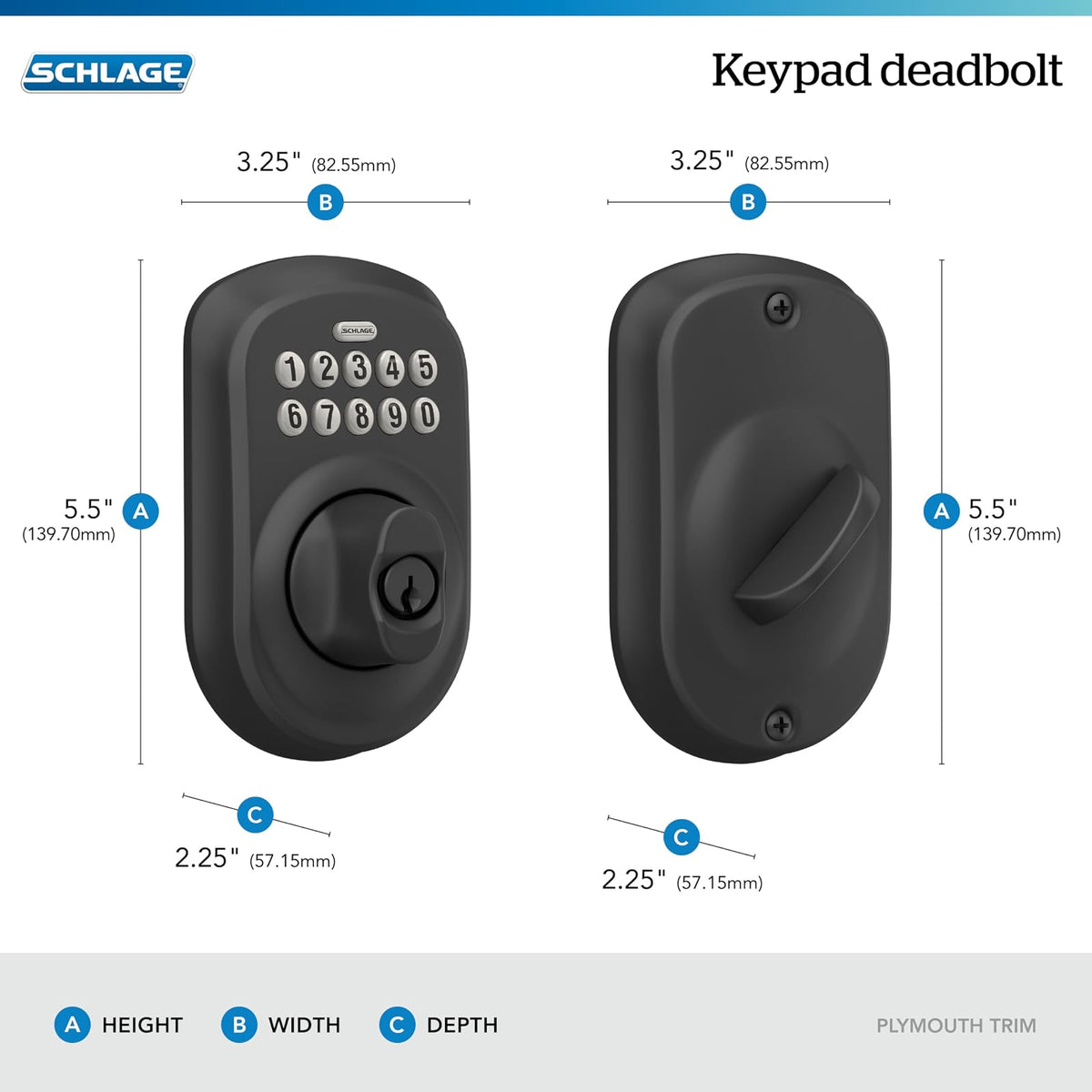 Schlage BE365 PLY 622 - Cerrojo electrónico para teclado
