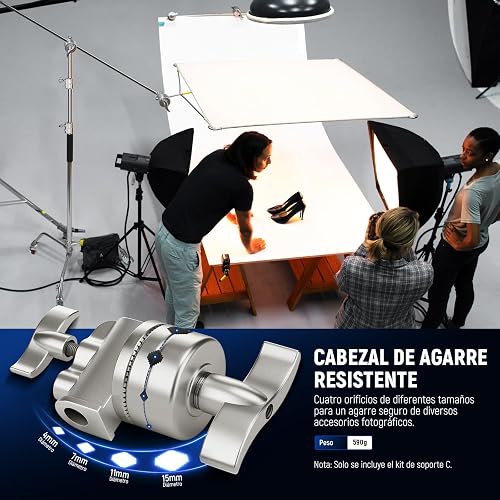 NEEWER C Stand Luz Resistente 3,4m Trípode Soporte de Fotografía de Metal con Amortiguador de Resorte Integrado y 1/4" Tornillo para Iluminación LED de Estudio y Cámara DSLR, Carga Máxima: 10kg, Negro