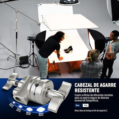 NEEWER C Stand Luz Resistente 3,4m Trípode Soporte de Fotografía de Metal con Amortiguador de Resorte Integrado y 1/4" Tornillo para Iluminación LED de Estudio y Cámara DSLR, Carga Máxima: 10kg, Negro