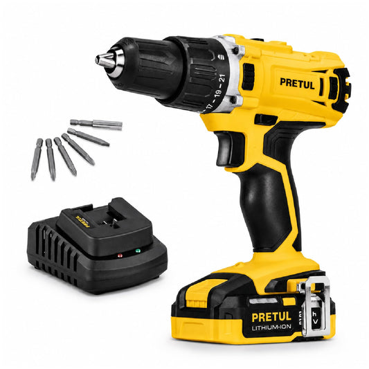 PRETUL TALI-20P2, Taladro/destornillador 1/2", 20V con 1 batería de 2Ah