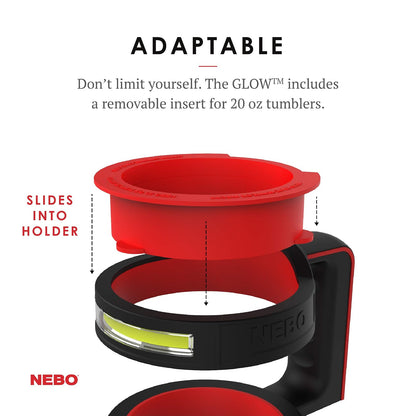 NEBO 6668 GLOW - Luz + mango para tu vaso de 30 onzas - Yeti Rambler, Ozark Trail y más