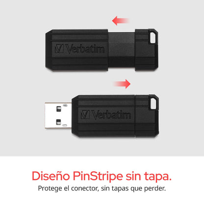 Verbatim Pinstripe Memoria USB 2.0 de 16 GB, Diseño Retráctil sin Tapa.