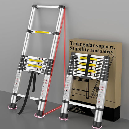 Escalera telescópica plegable telescópica – 8.5 pies Rv telescopio plegable extensible alto compacto – Escaleras de aluminio – para casa, techo de viaje, remolques ajustables – capacidad de 350 libras