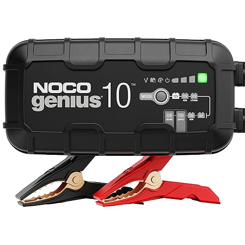 NOCO GENIUS10: Cargador de batería Inteligente 6V/12V 10A – Mantenedor automático, Cargador Lento y desulfatador con protección contra sobrecarga y compensación térmica – para baterías Plomo y Litio