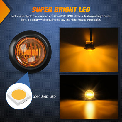 Nilight Luces LED de Marcador Redondas 3/4 in, Rojas, 2 Conectores, IP68, Paquete de 10 TL-253