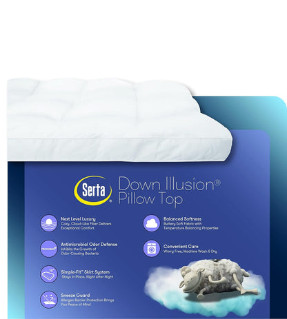 Serta Down Illusion - Protector de colchón para Cama King, Color Blanco