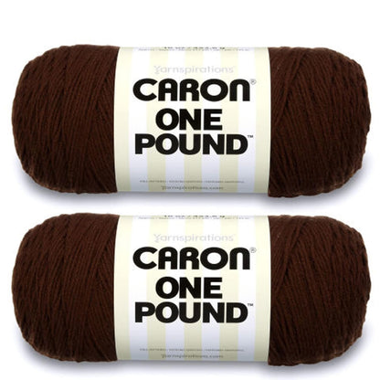 Caron One Pound Estambre Acrílico, Paquete de 2 - Paquete de 2 - Espresso