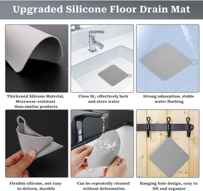 NUSKON 2 Piezas Tapón De Silicona Para Drenaje De Suelo, Tapa Cuadrada De Silicona, Almohadilla Desodorante Para Cocina, Baño Y Lavandería, Cubierta De Ducha