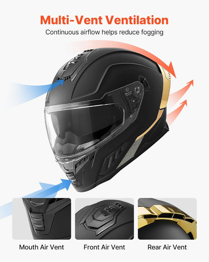 VEVOR Casco de Moto Integral Talla L, Casco Integral para Motocicleta con Visera Doble, Carcasa de ABS, Ligero y Cómodo para Adultos, para Motocross y Motociclismo Urbano, Homologado por Dot y ECE
