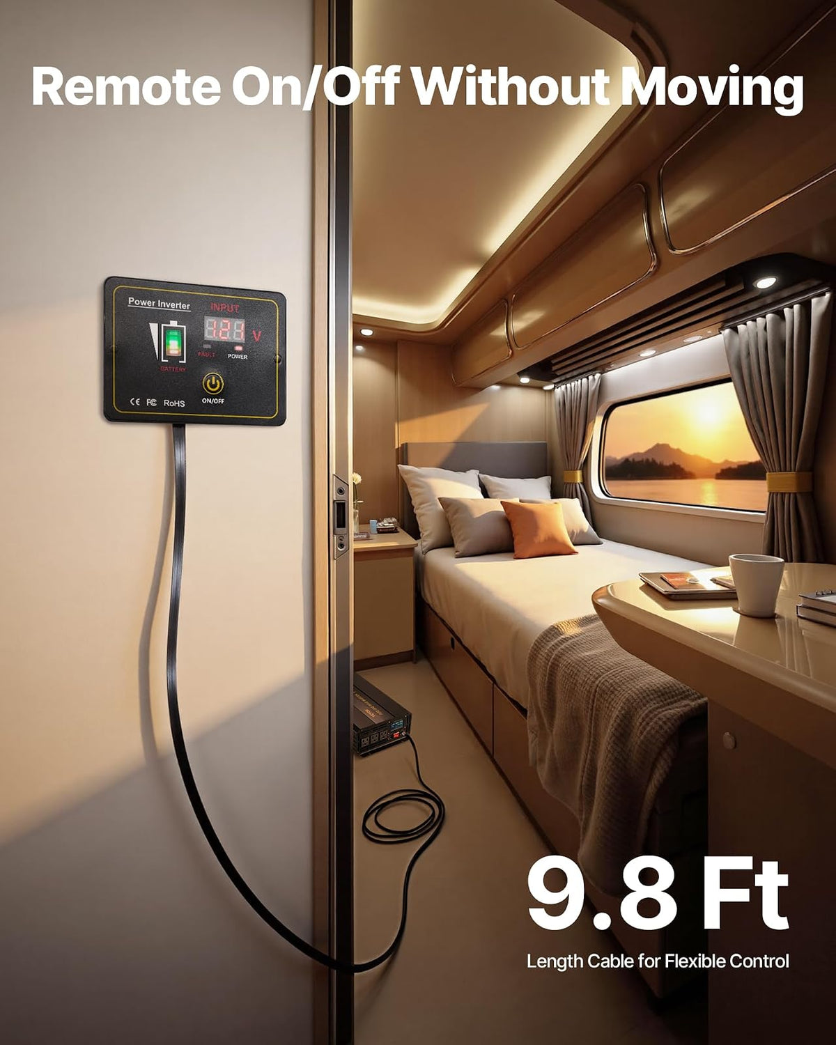 VEVOR Inversor de Onda sinusoidal Pura, inversor de Corriente de 2500 vatios, inversor de CC 12 V a CA 120 V, con Puerto USB, visualización LCD y convertidor de energía de Control Remoto, para RV,