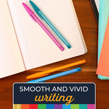 BIC - Juego de bolígrafos de color con tacos de 60 unidades, varios colores, divertidos bolígrafos de colores para suministros escolares, incluye bolígrafos BIC vidrio Xtra Smooth